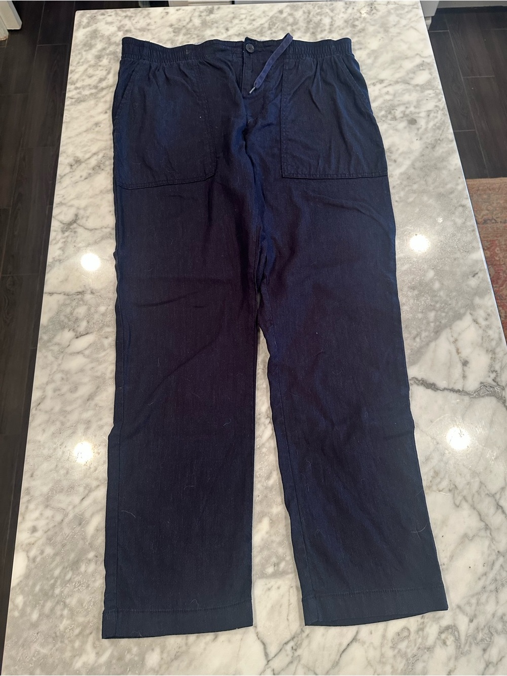 Tommy Hilfiger Navy Blue Linen Blend Casual Pants - Size Large 👖